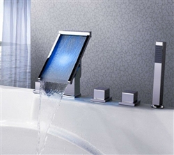 Triple Handle LED Waterfall Bath-Tub Faucet